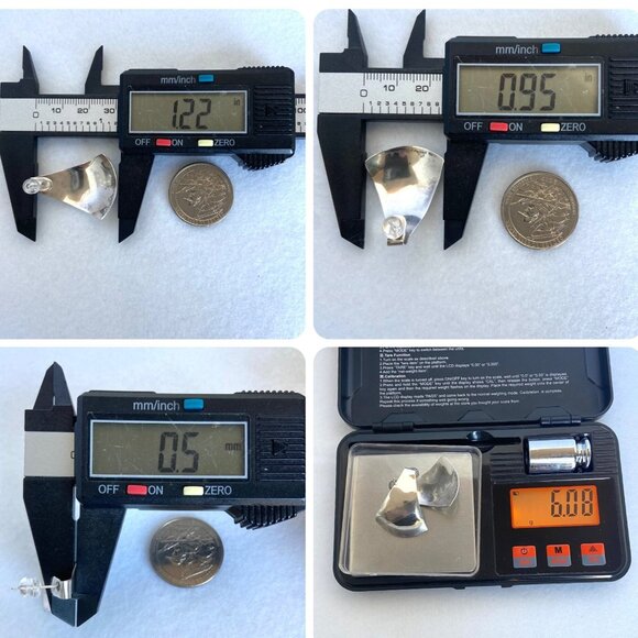 VTG Sterling Silver 925 Signed Polished & Brushed Curved Stud Earrings - Picture 10 of 16